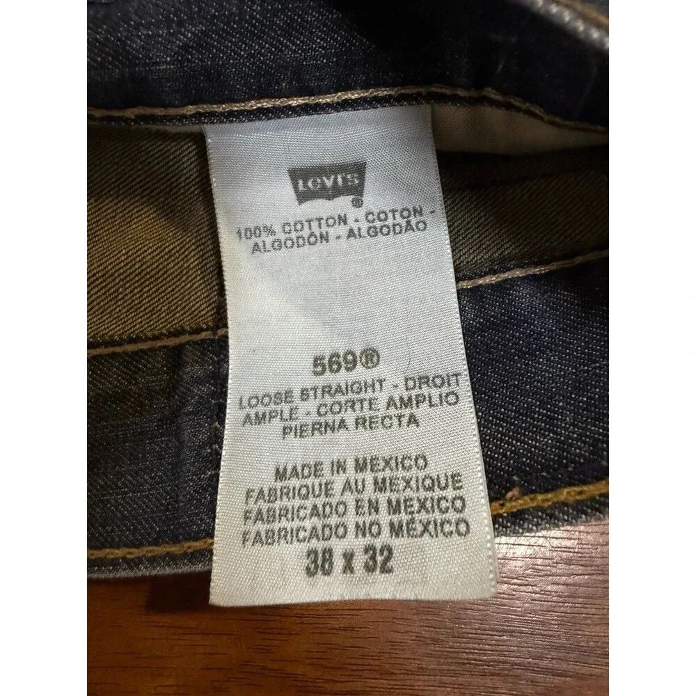 Levis Jeans Mens 38x32 Blue 569 Loose Baggy Relaxed Faded Comfort Denim Pants